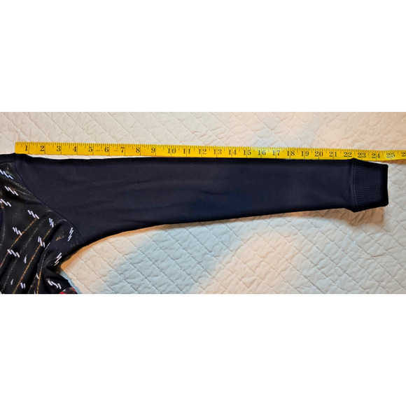 Sam Edelman XS Black Floral Patchwork Plaid Sweatshirt Women’s Sweater Top Cozy - Picture 5 of 8